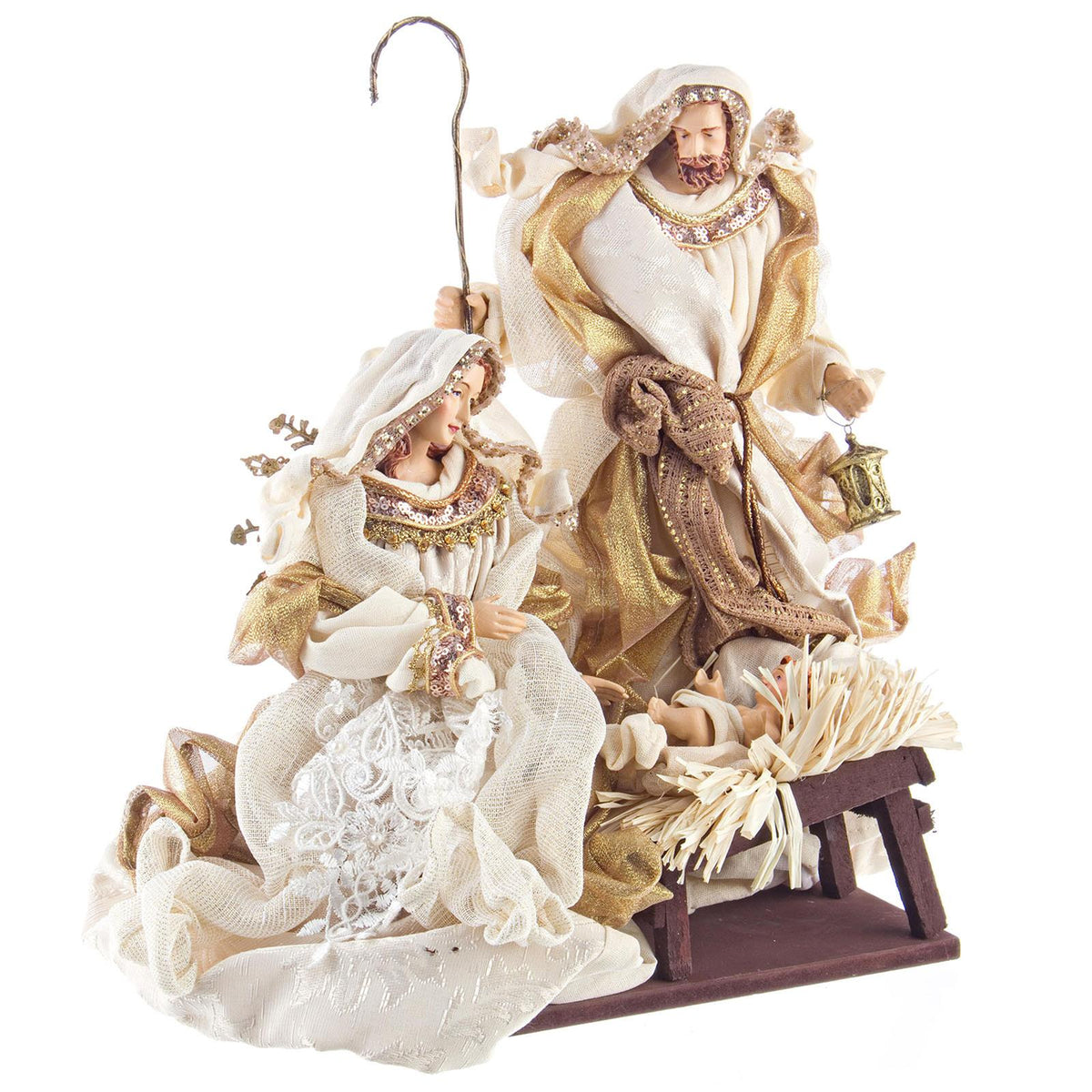 Angelo per presepe statuetta con vestiti in tessuto colore Celeste