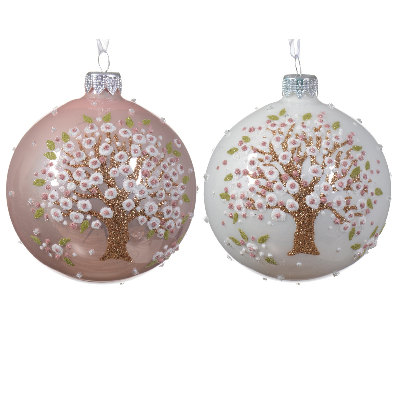 Palline Rosa Glitter (8 cm e 10 cm) per Decorare l'Albero di