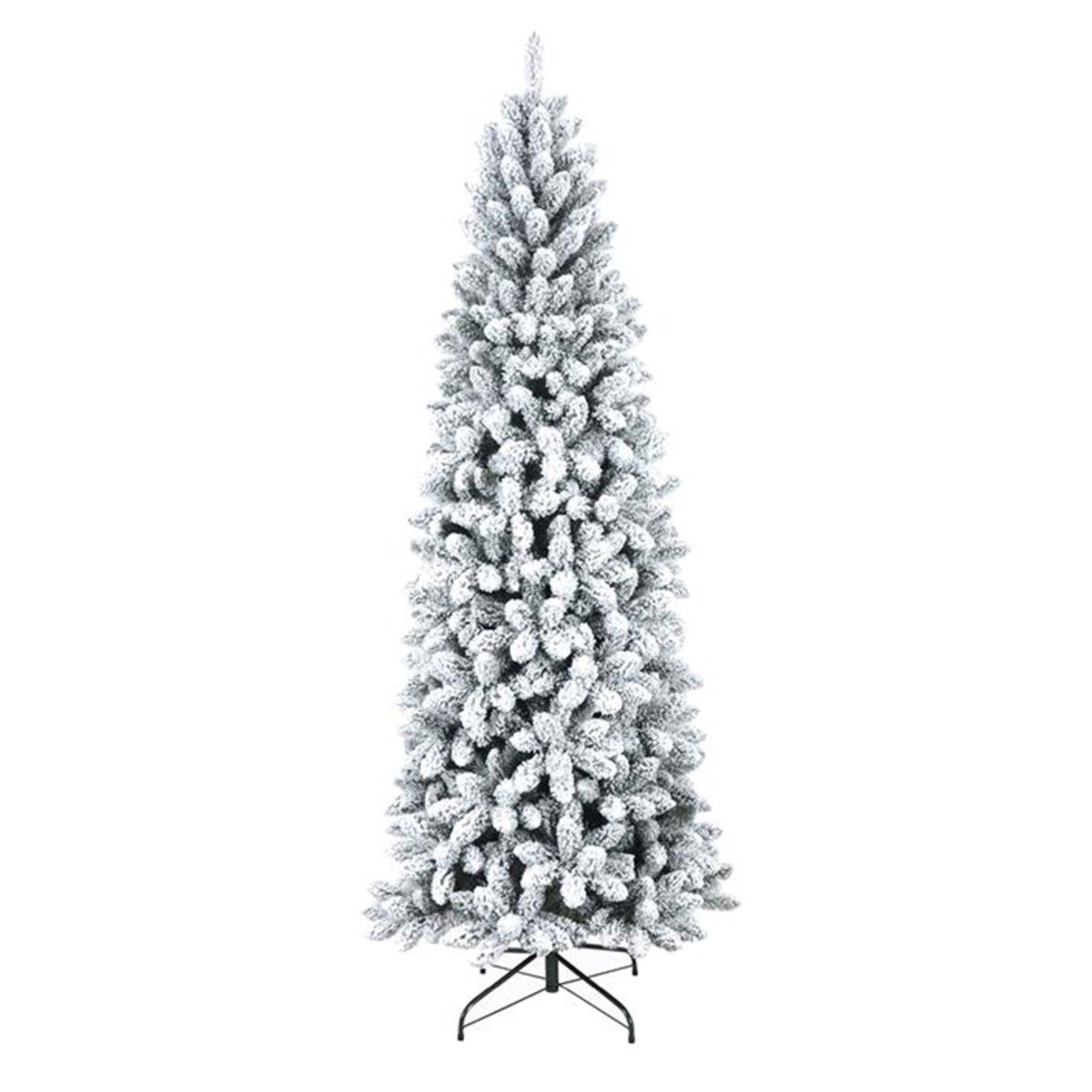 Albero di natale Slim innevato Kentucky in PVC + Flock Bianco