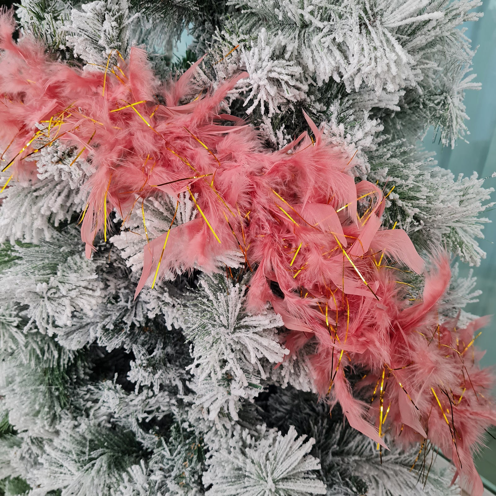 Boa Rosa con Piume decorazione natalizia per Albero moderno 200 cm –